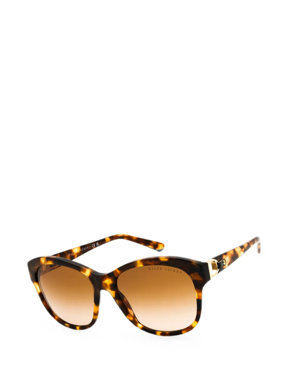 Lauren Ralph Lauren Zonnebril met ovalen montuur en schildpadschild design Bruin