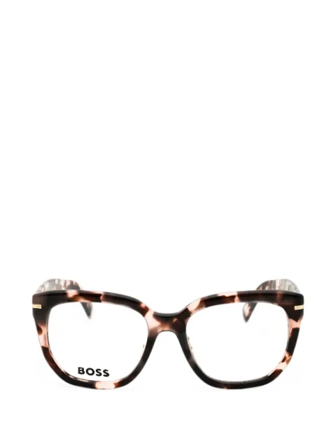 BOSS tortoiseshell-pattern rectangle-frame glasses