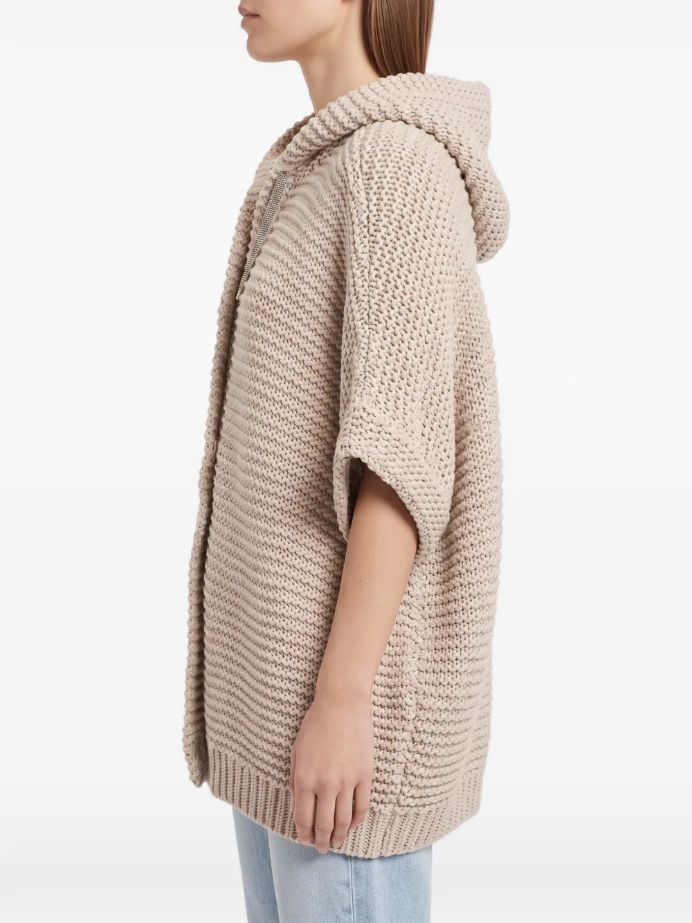 Brunello Cucinelli Chunky gebreid vest met korte mouwen Beige