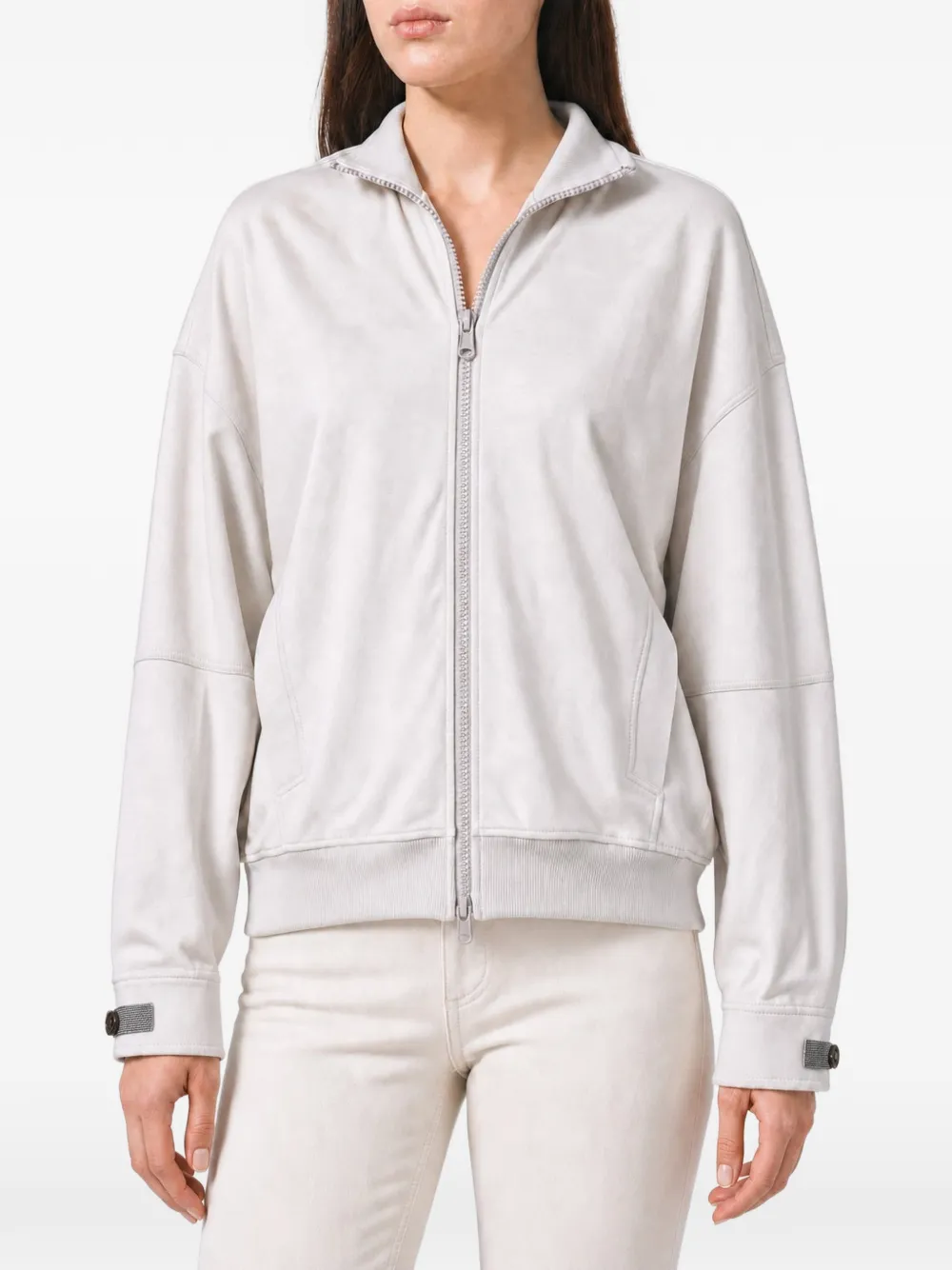Brunello Cucinelli zip-up dropped-shoulder sweater - Toni neutri