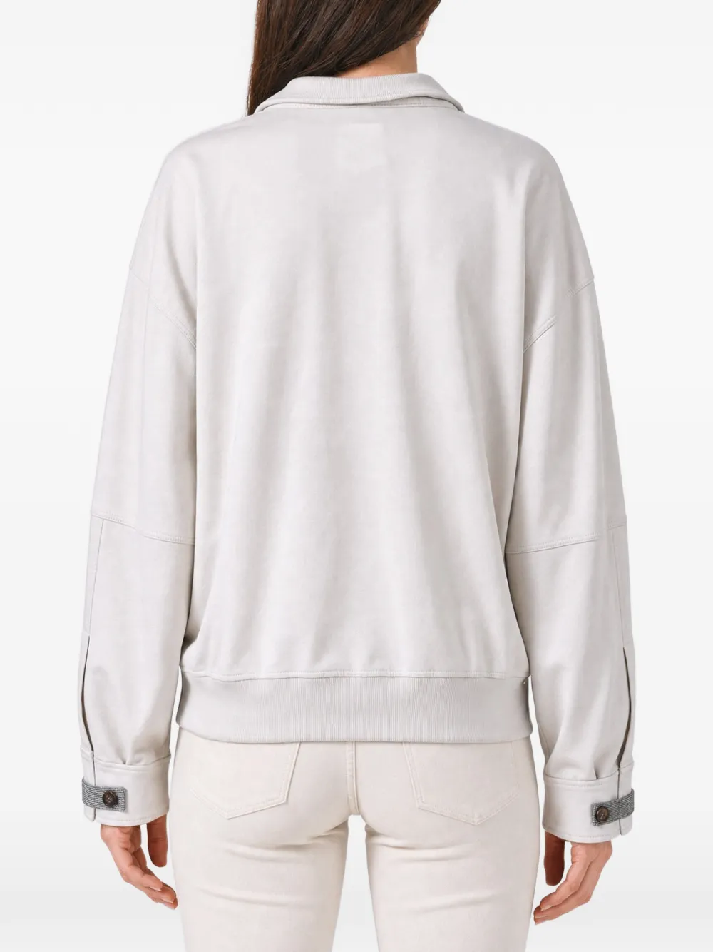 Brunello Cucinelli zip-up dropped-shoulder sweater Beige