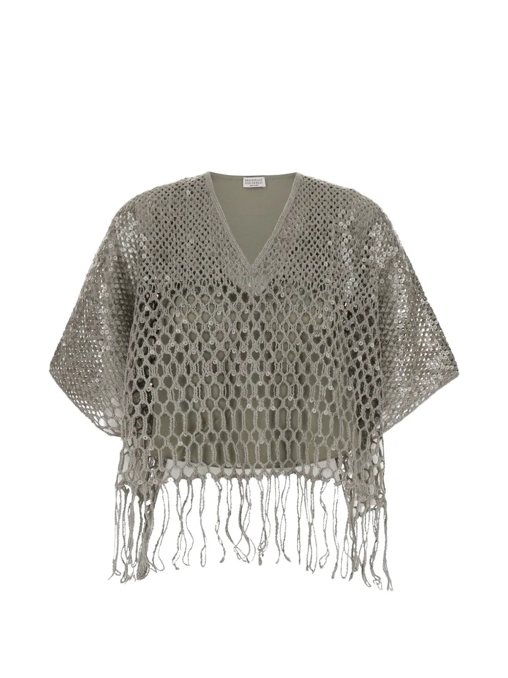 Brunello Cucinelli sequin-embellished open-knit sweater - Grigio