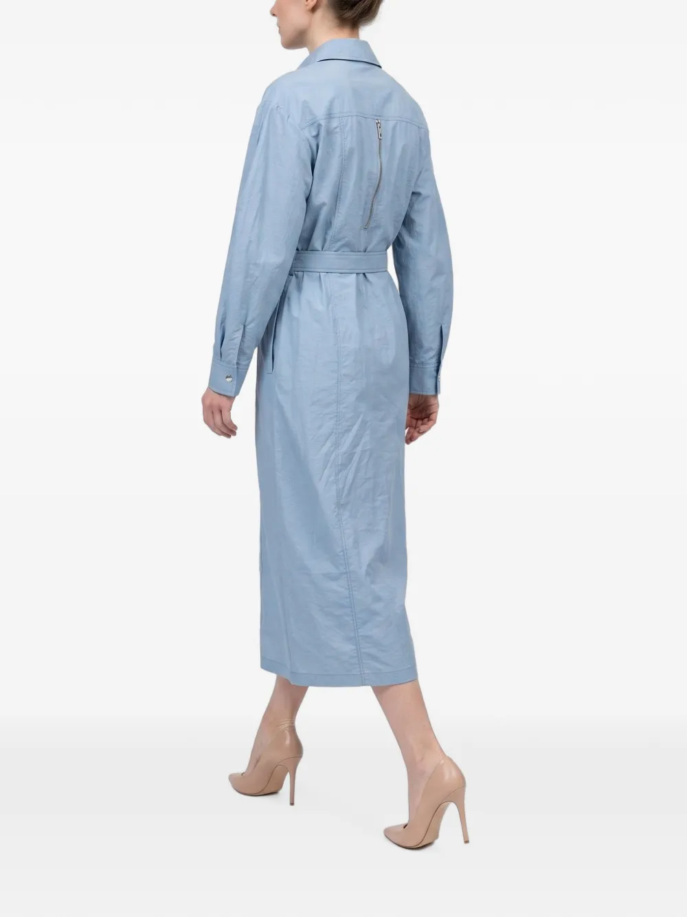 Brunello Cucinelli Midi-jurk met ceintuur Blauw
