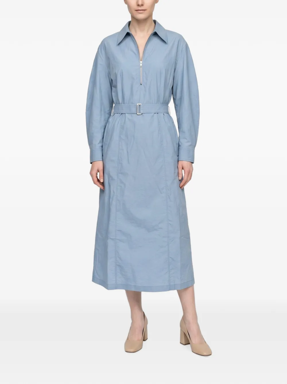 Brunello Cucinelli Midi-jurk met ceintuur Blauw