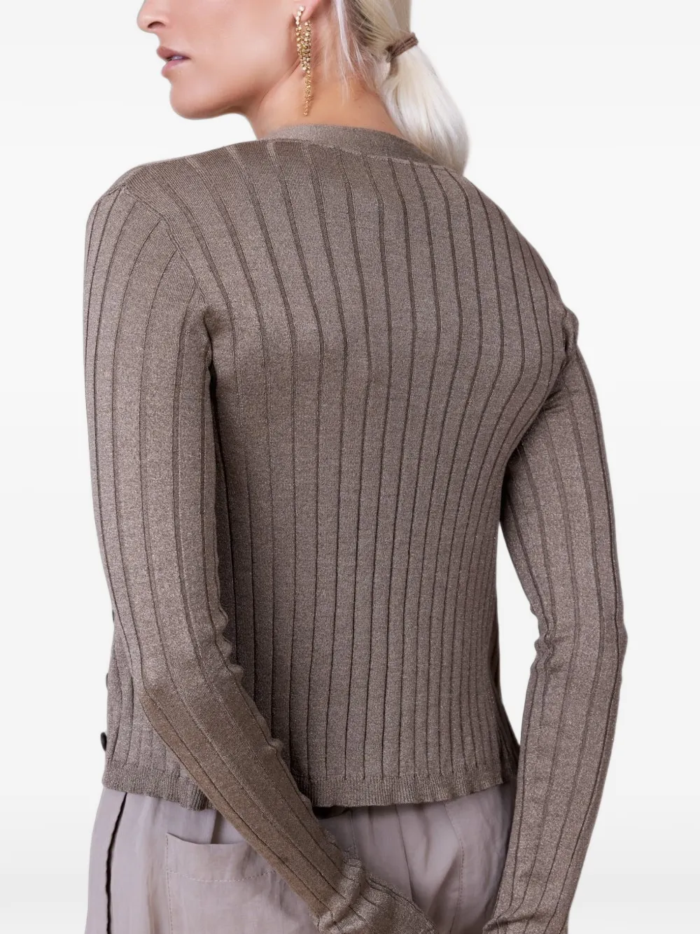 Brunello Cucinelli Ribgebreid vest Bruin