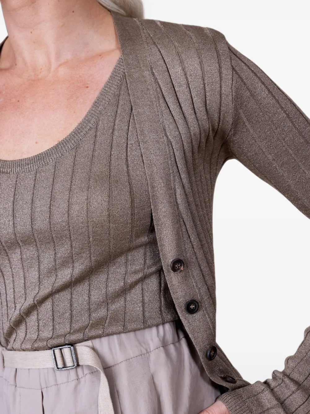 Brunello Cucinelli Ribgebreid vest Bruin