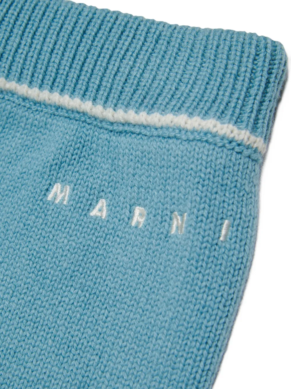 Marni Kids logo-embroidered trousers Blauw