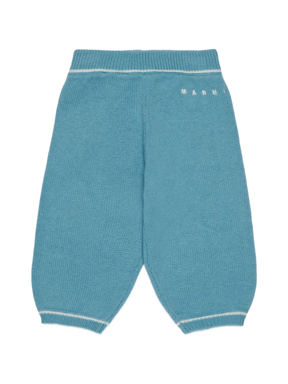 Marni Kids logo-embroidered trousers - Blu