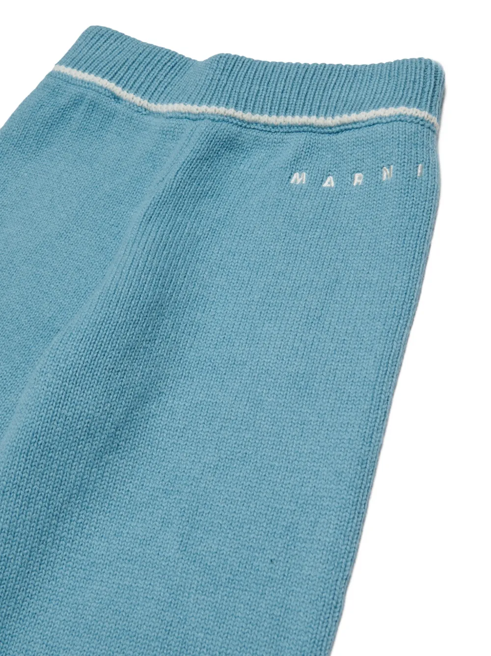 Marni Kids logo-embroidered trousers Blauw