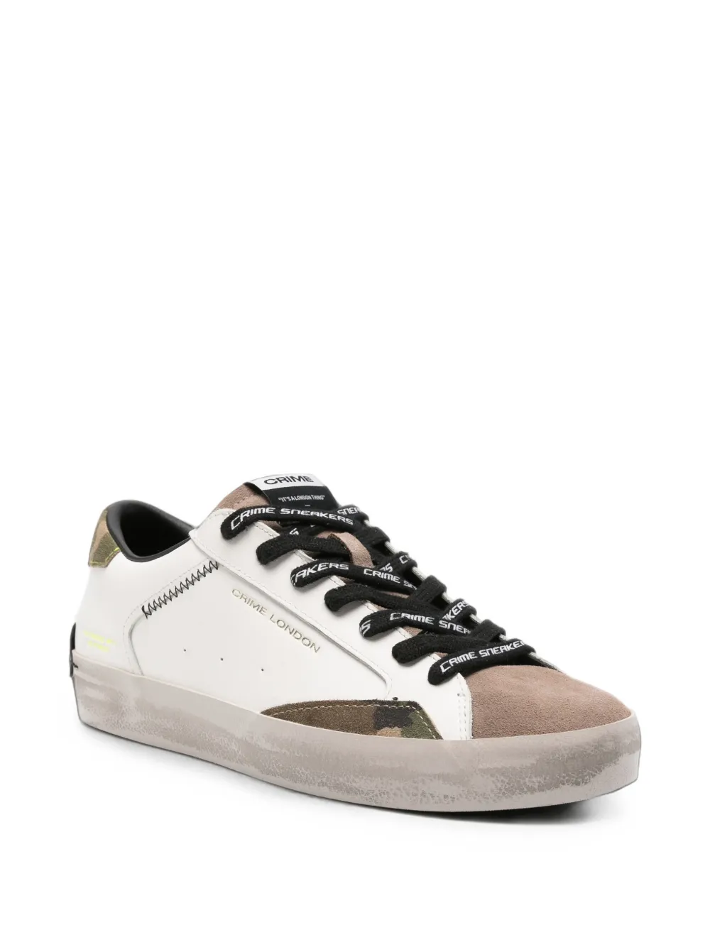 Crime London camouflage-print leather sneakers Wit