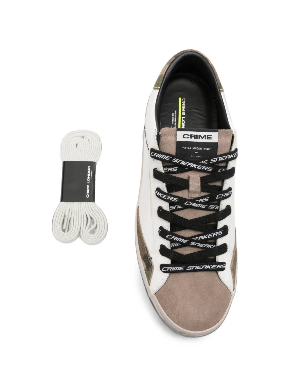 Crime London camouflage-print leather sneakers Wit