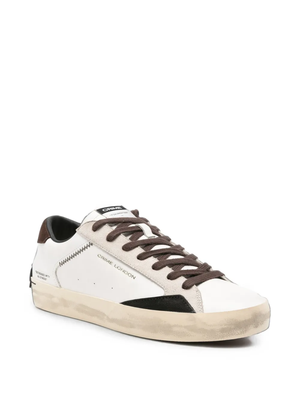 Crime London distressed-effect leather sneakers Wit