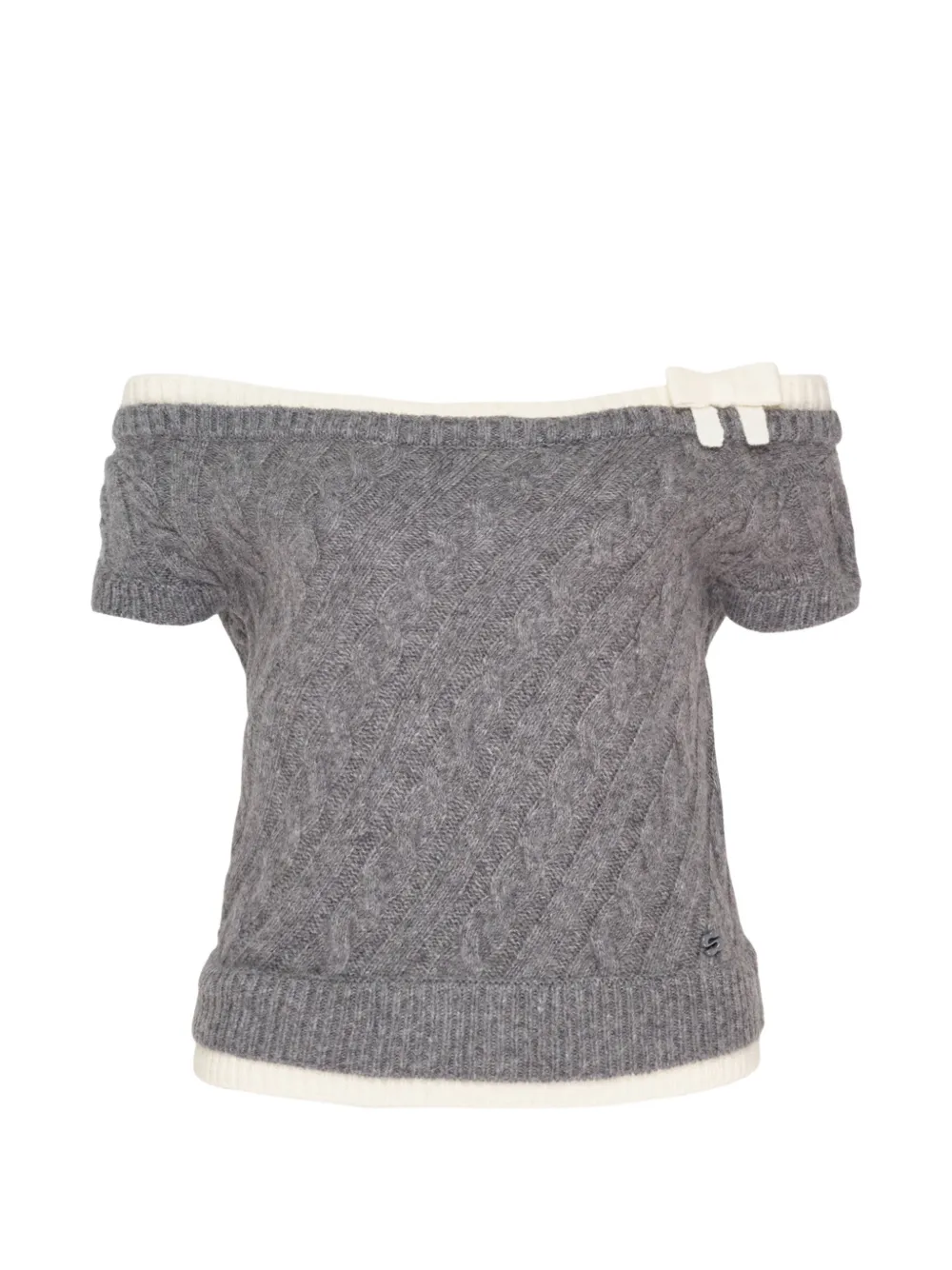 SHUSHU/TONG cable-knit bow-detail top
