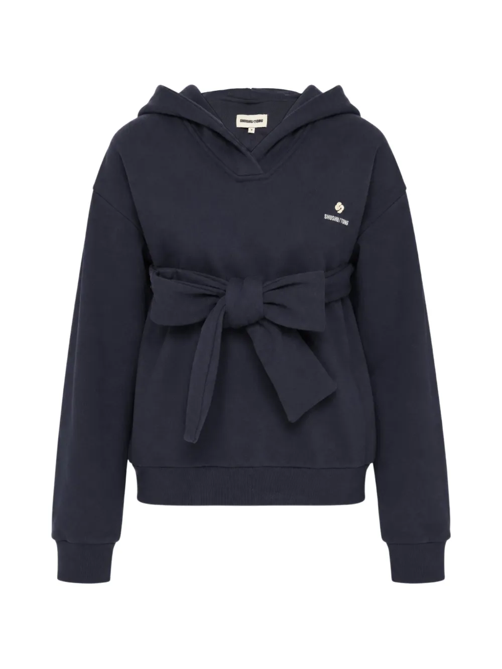 SHUSHU/TONG bow-detail logo-patch hoodie