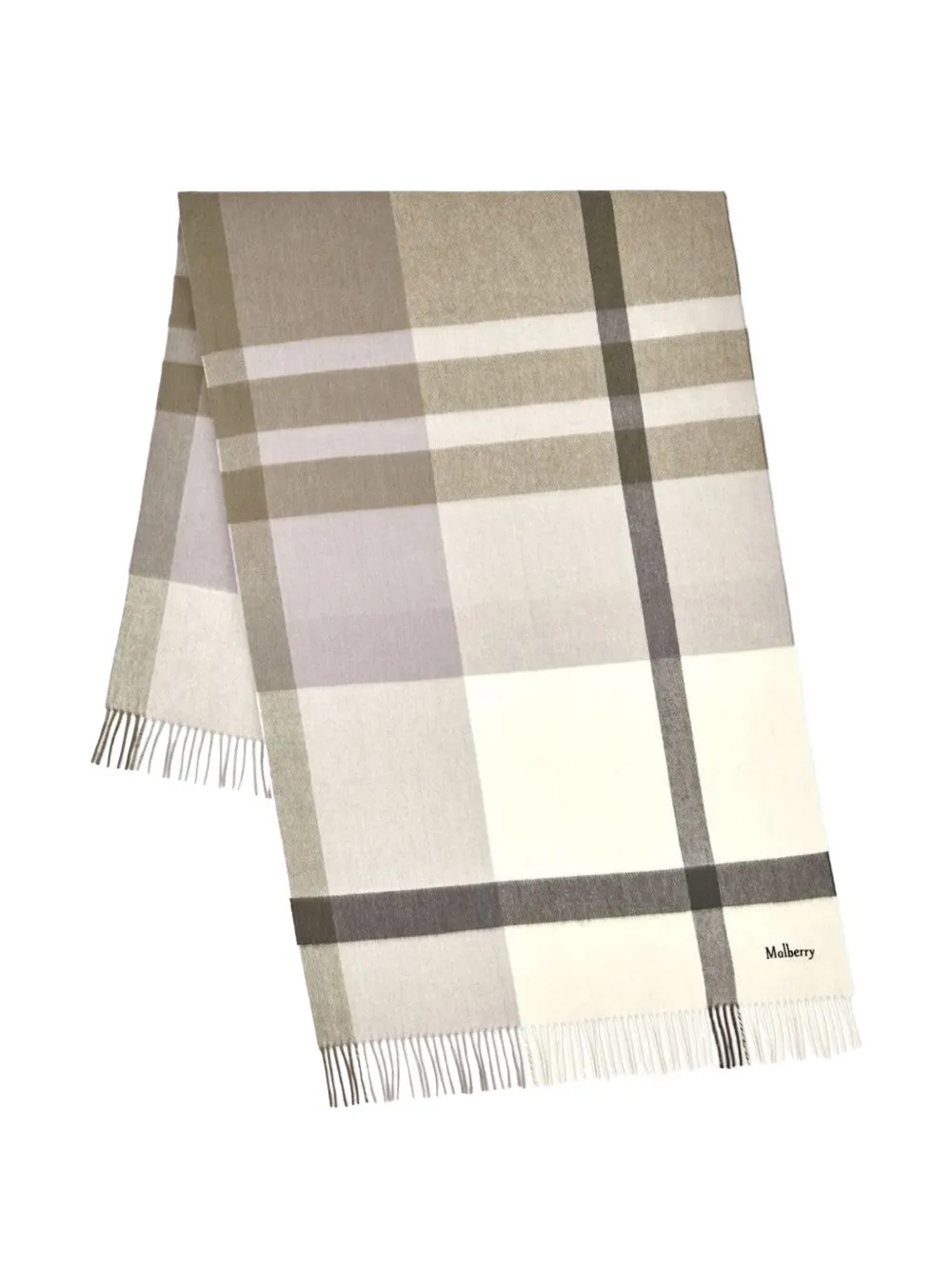Mulberry large check fringed scarf - Toni neutri