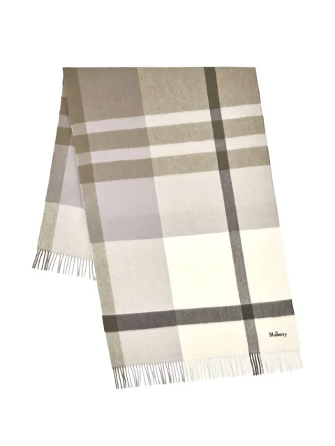 Mulberry large check fringed scarf