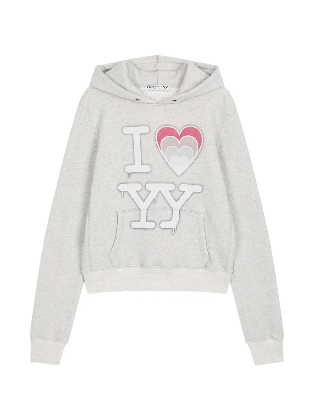 Open YY I Love YY logo-print cotton hoodie