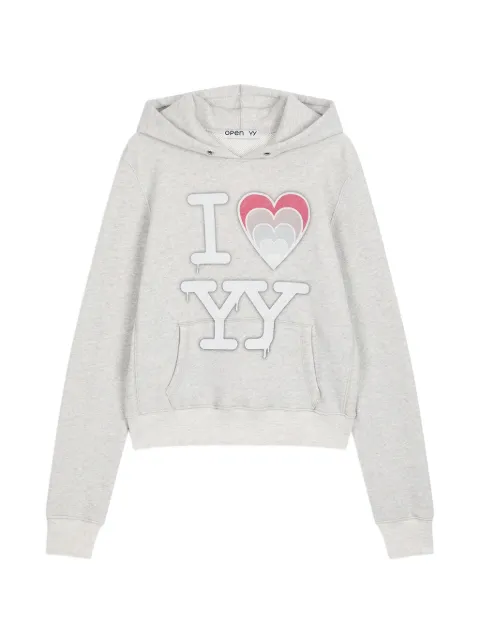 Open YY Felpa I Love YY in cotone con cappuccio e logo