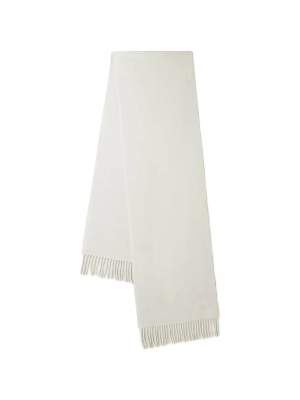 Mulberry logo-embroidered fringed scarf - Bianco