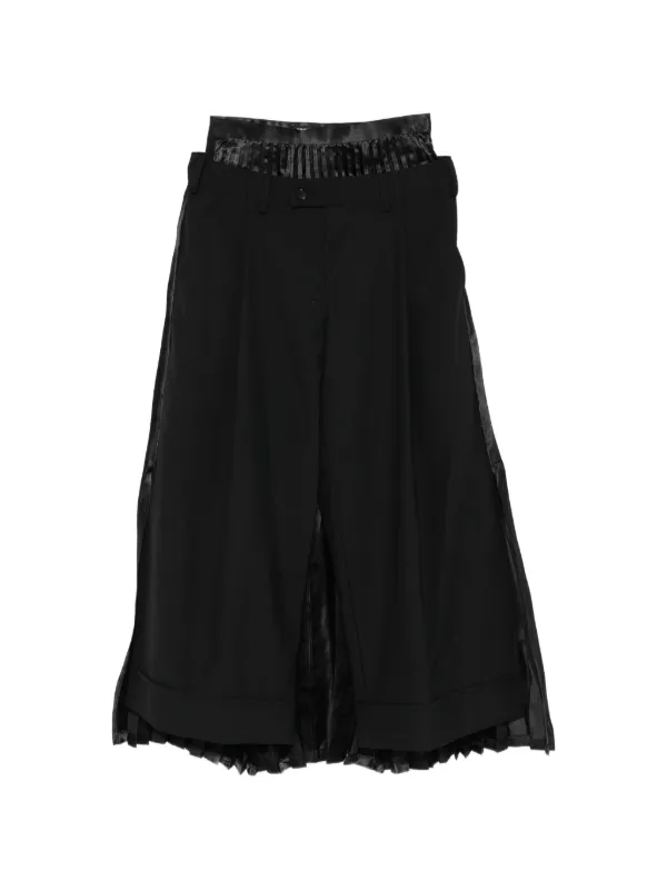 Junya Watanabe Pleated Layered Trousers in Black