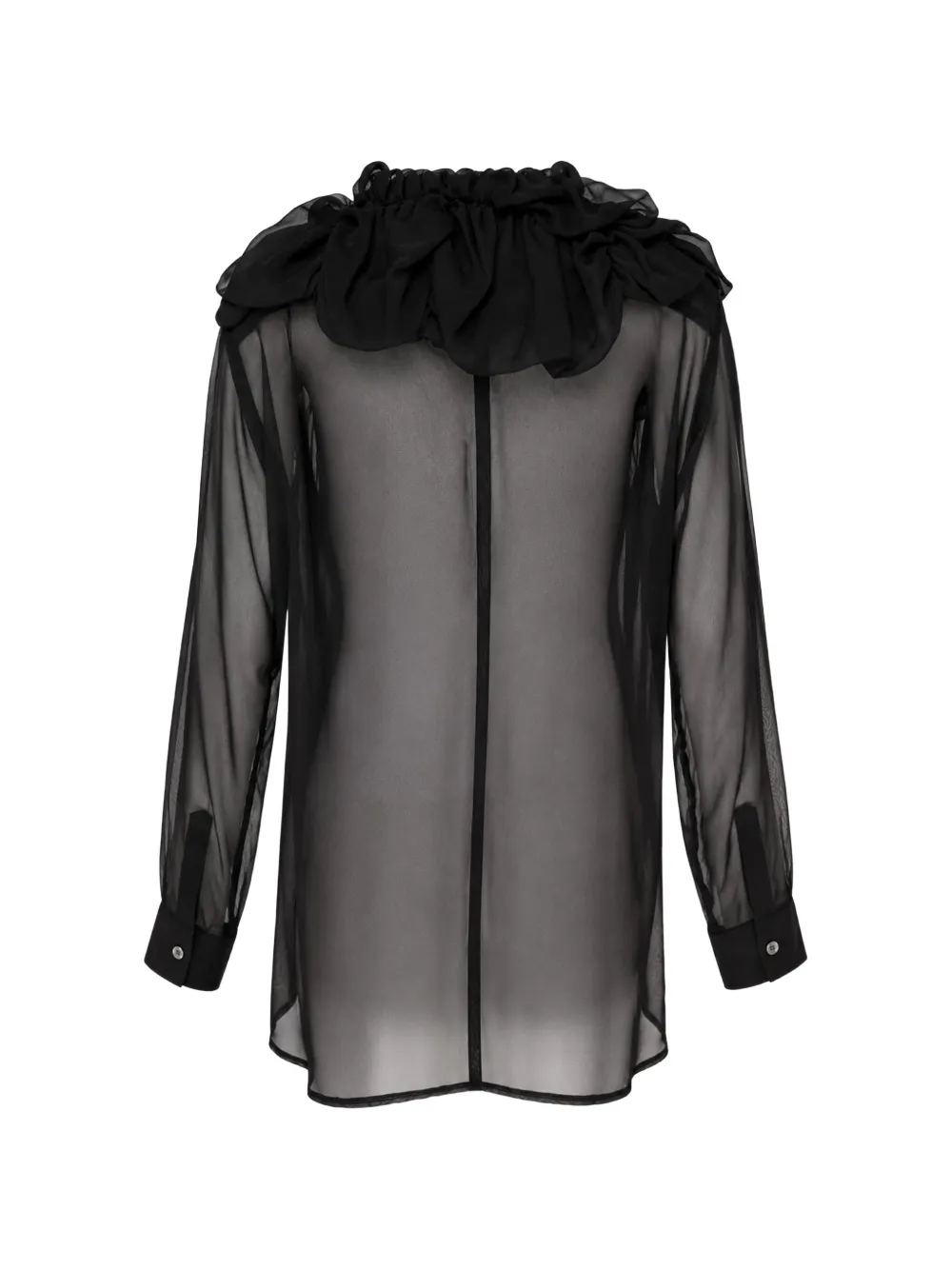 Comme Des Garçons ruffled sheer shirt Zwart