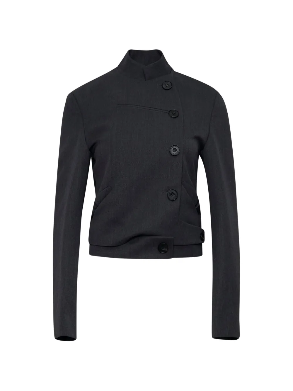 Open Yy Asymmetric Button-fastening Jacket In Black