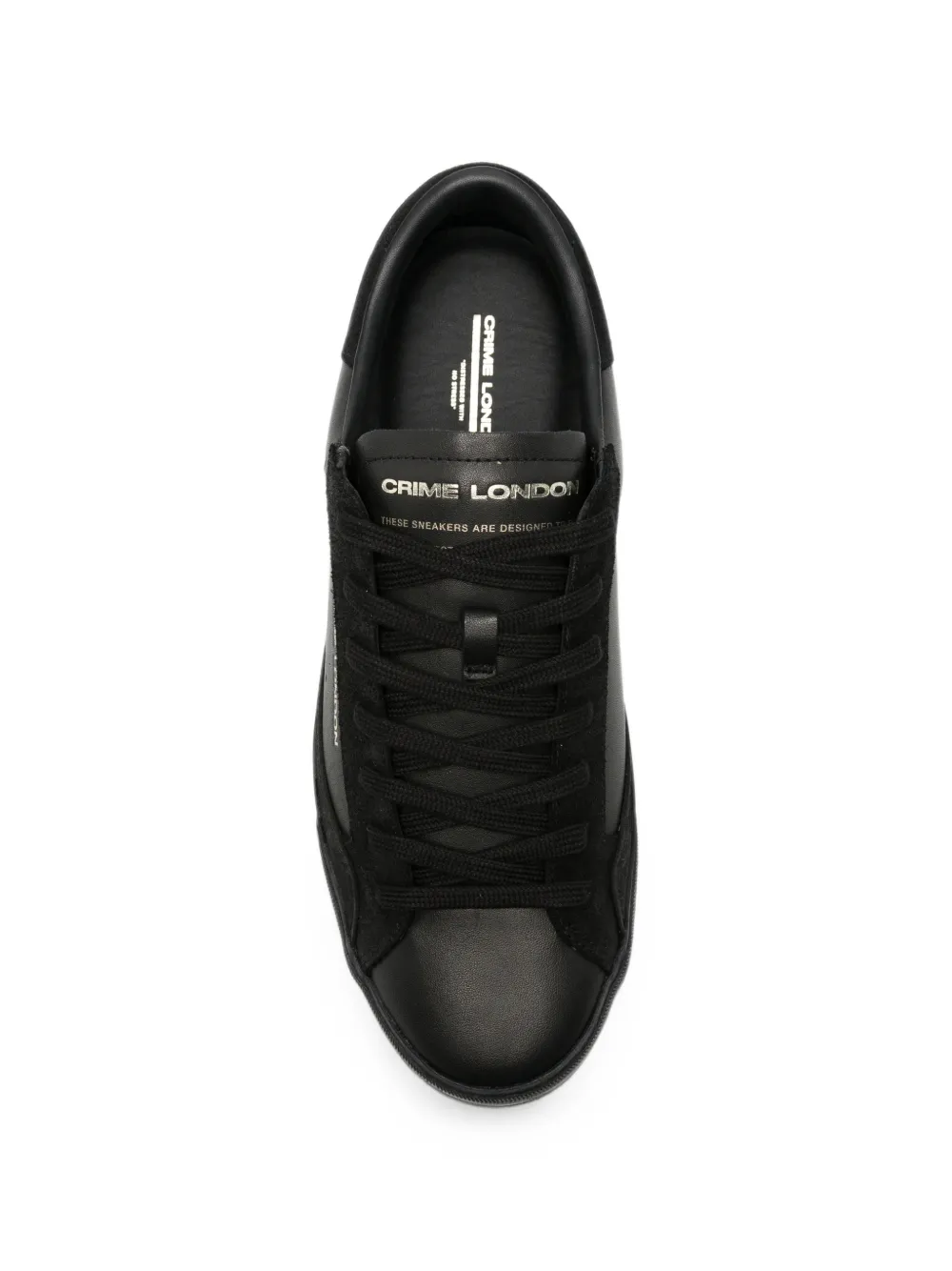 Crime London logo-print leather sneakers Zwart