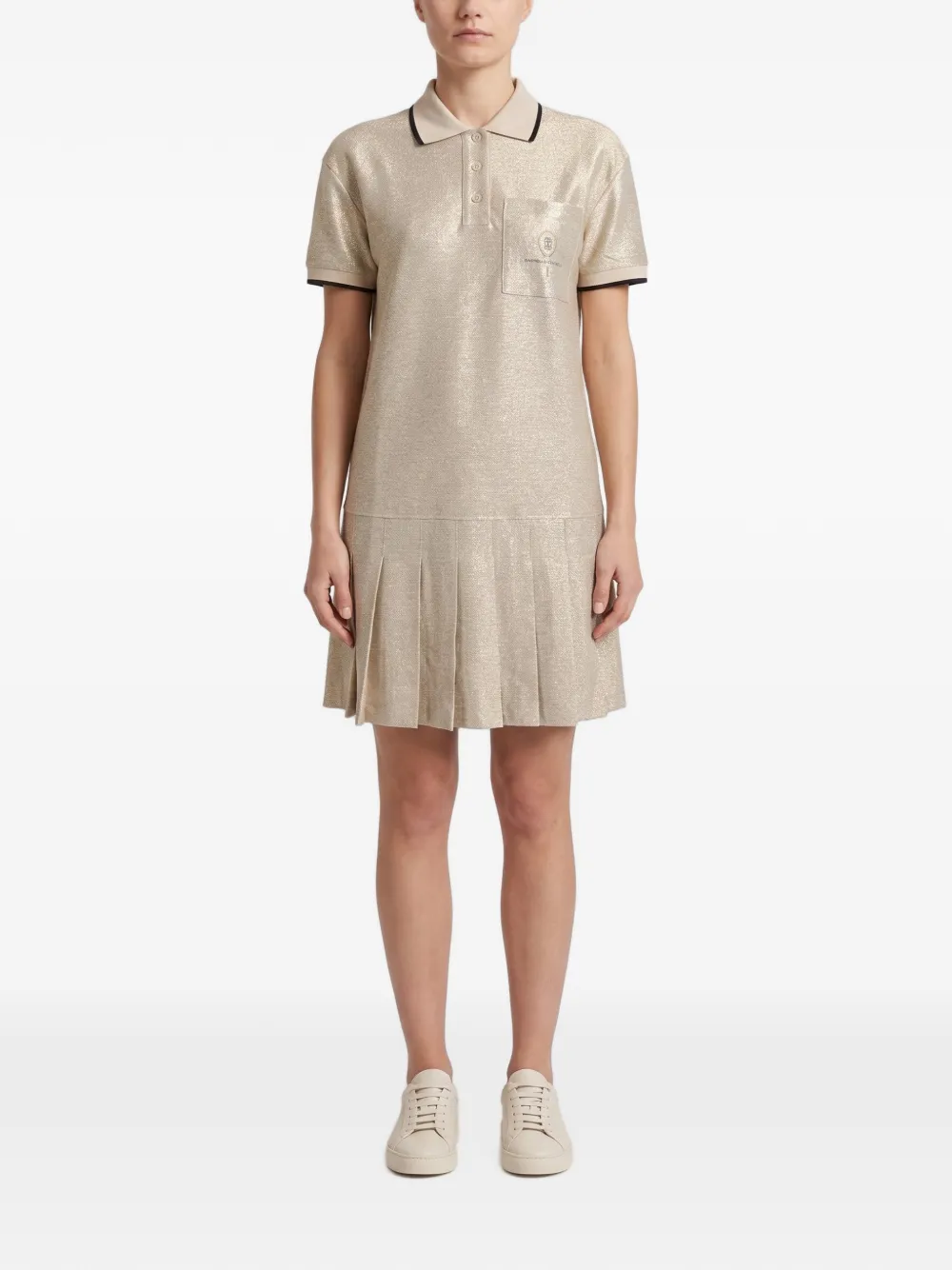 Brunello Cucinelli mini pleated-skirt polo dress Goud