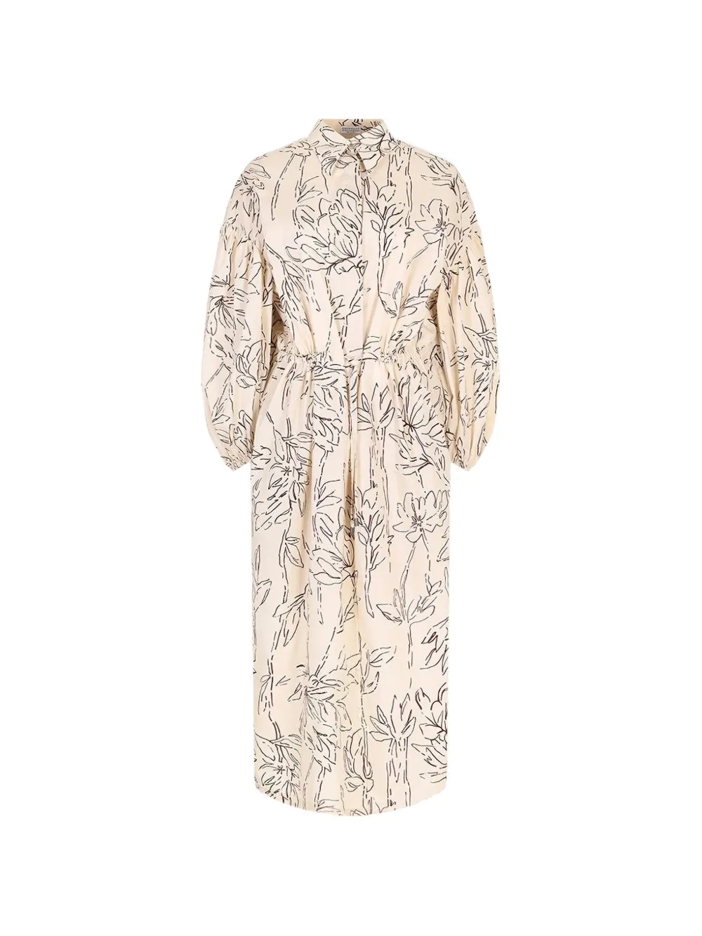 Brunello Cucinelli robe mi-longue à imprimé floral et lien de resserrage - Tons neutres Brunello Cucinelli robe mi-longue à imprimé floral et lien de resserrage - Tons neutres
