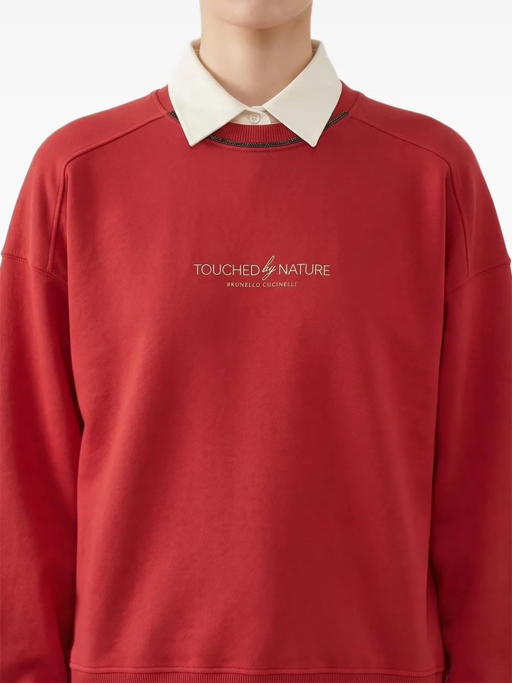 Brunello Cucinelli embroidered relaxed-fit sweater Rood