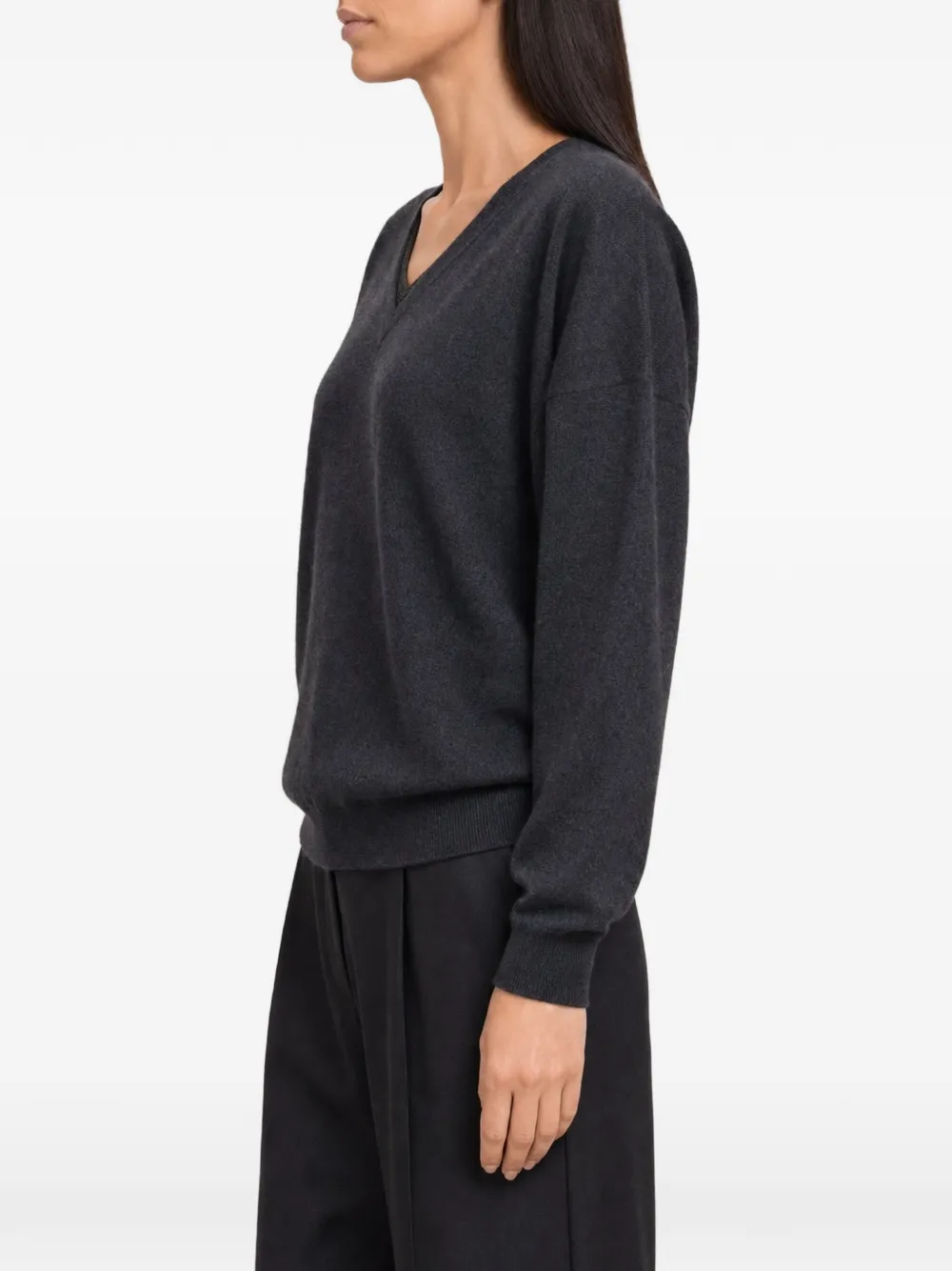 Brunello Cucinelli V-neck cashmere sweater Grijs