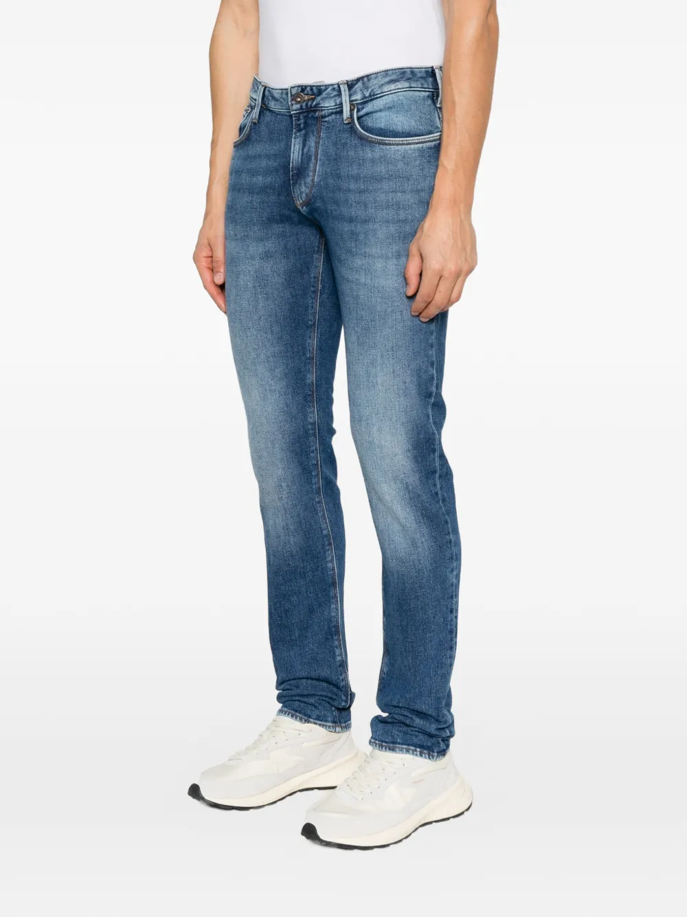 Emporio Armani J06 slim-fit jeans met vervaagd effect Blauw