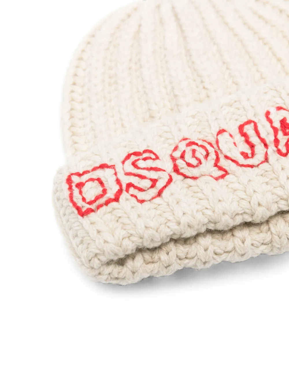 DSQUARED2 KIDS Ribgebreide muts met geborduurd logo Beige