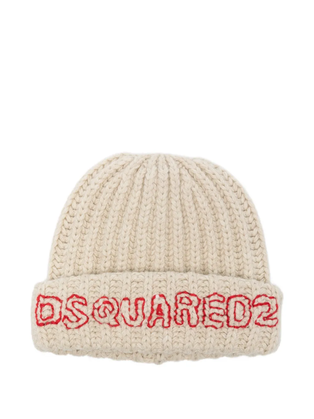 DSQUARED2 KIDS logo-embroidered ribbed-knit beanie hat - Toni neutri