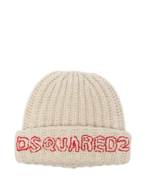DSQUARED2 KIDS logo-embroidered ribbed-knit beanie hat