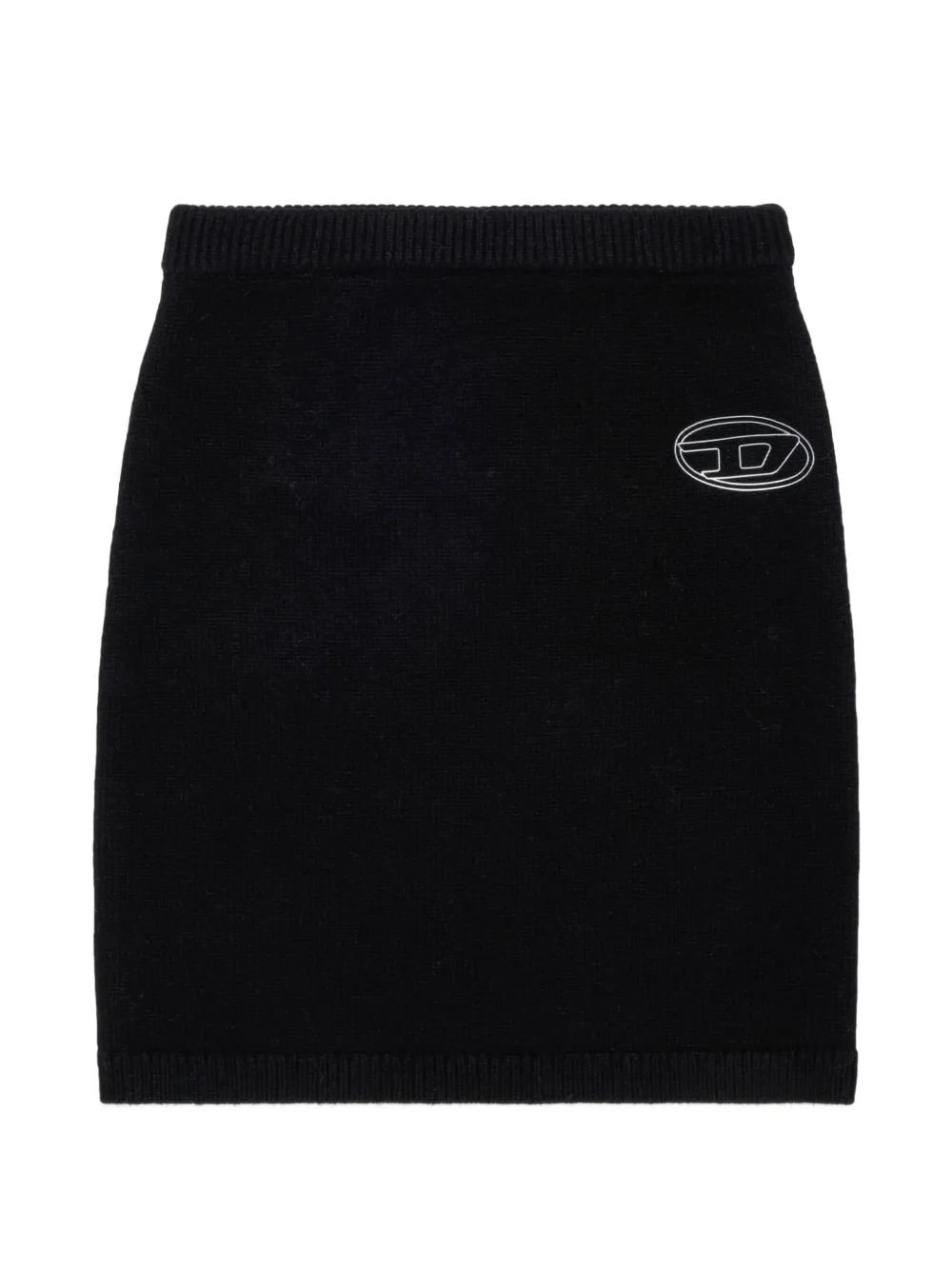 Diesel Kids Oval D logo-patch knitted skirt - Nero