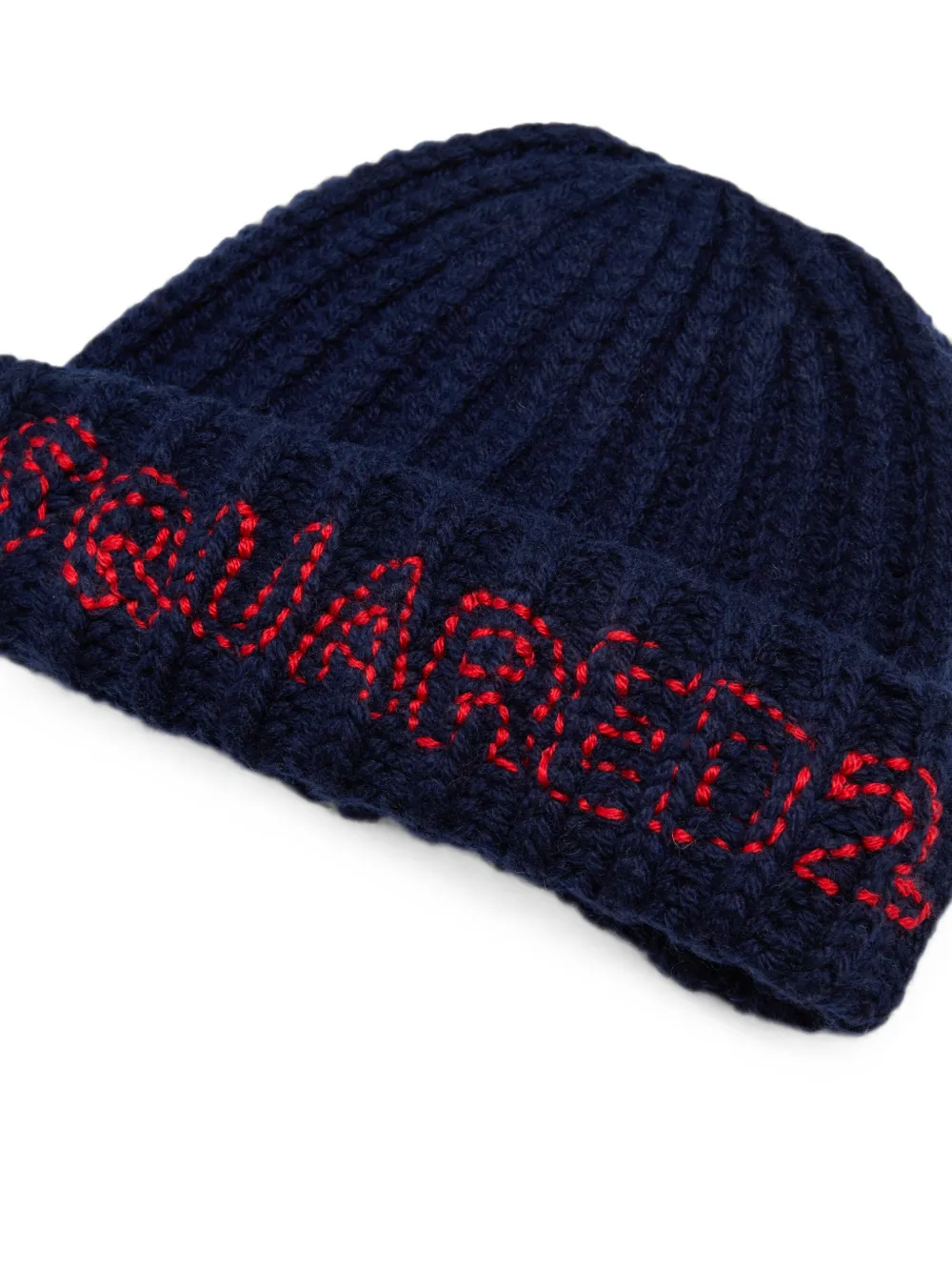 DSQUARED2 KIDS Ribgebreide muts met geborduurd logo Blauw