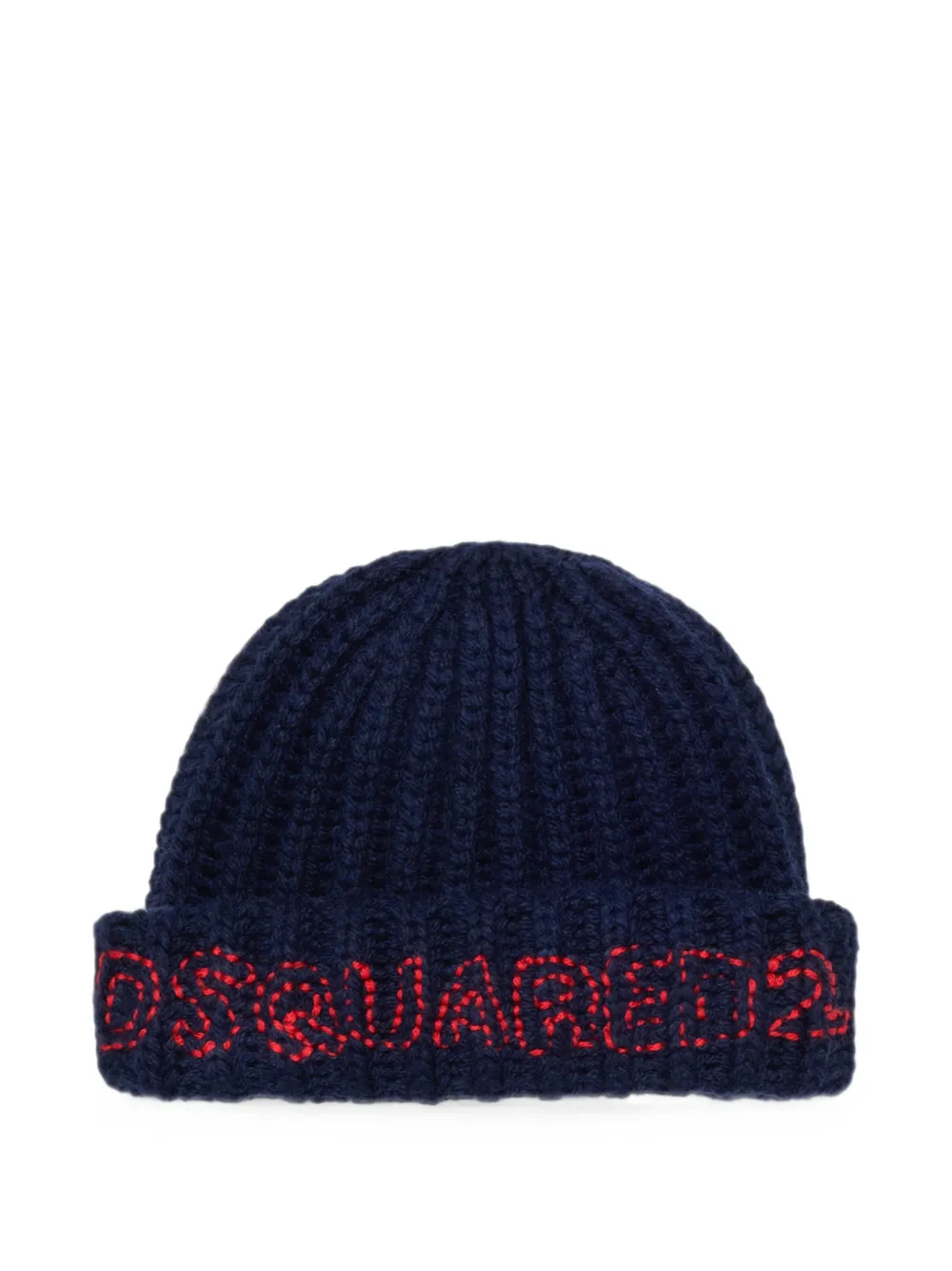 DSQUARED2 KIDS logo-embroidered ribbed-knit beanie hat - Blu