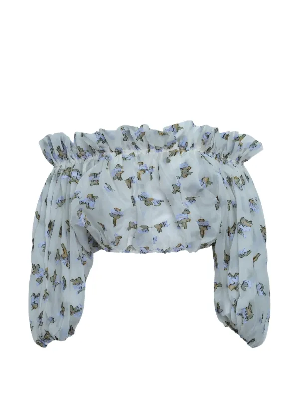 Ulla Johnson Ondine Floral-print Ruffled Top in White