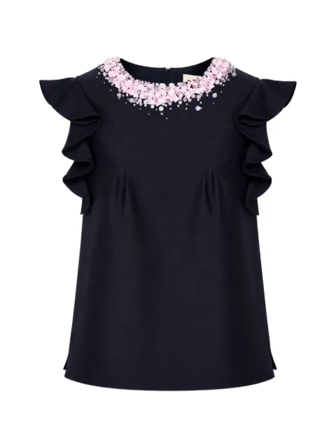 SHUSHU/TONG bead-embellished ruffled-sleeves blouse