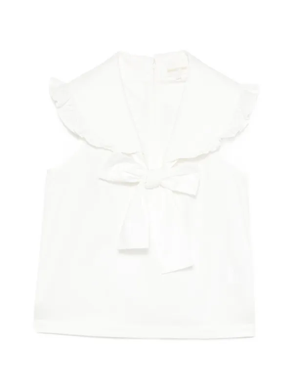 Shushu/Tong Ruffled Bow-detail Top in White