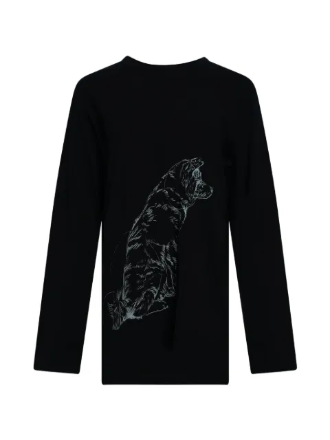 Yohji Yamamoto dog-print long-sleeve T-shirt