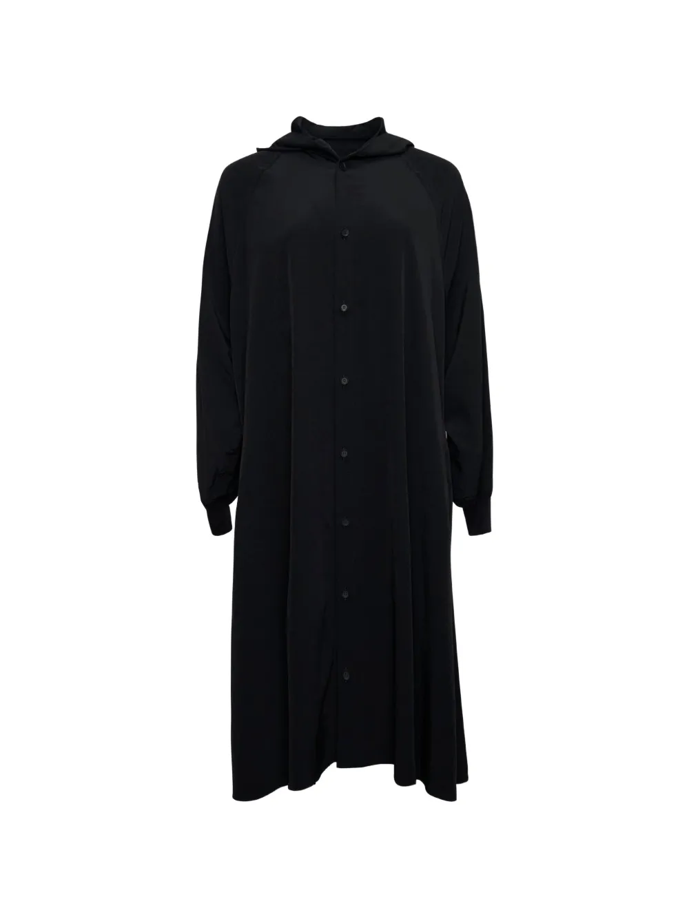 Yohji Yamamoto hooded button-up dress - Nero