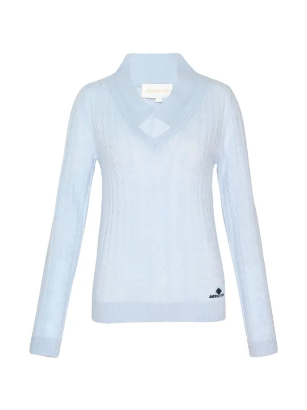 Shushu/Tong Cable-knit Sailor-collar Sweater in Blue