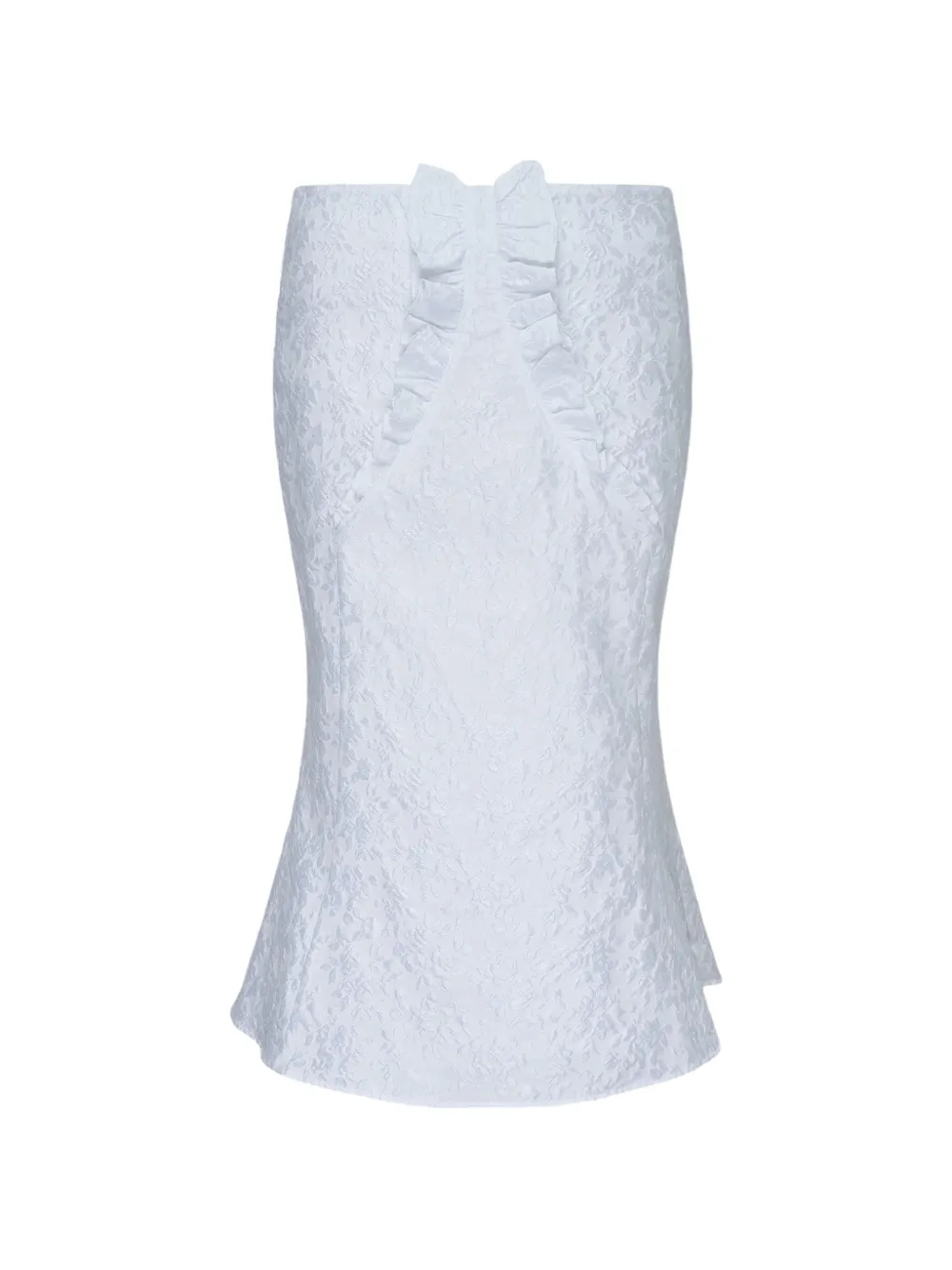 SHUSHU/TONG ruffled floral-jacquard midi skirt - Bianco