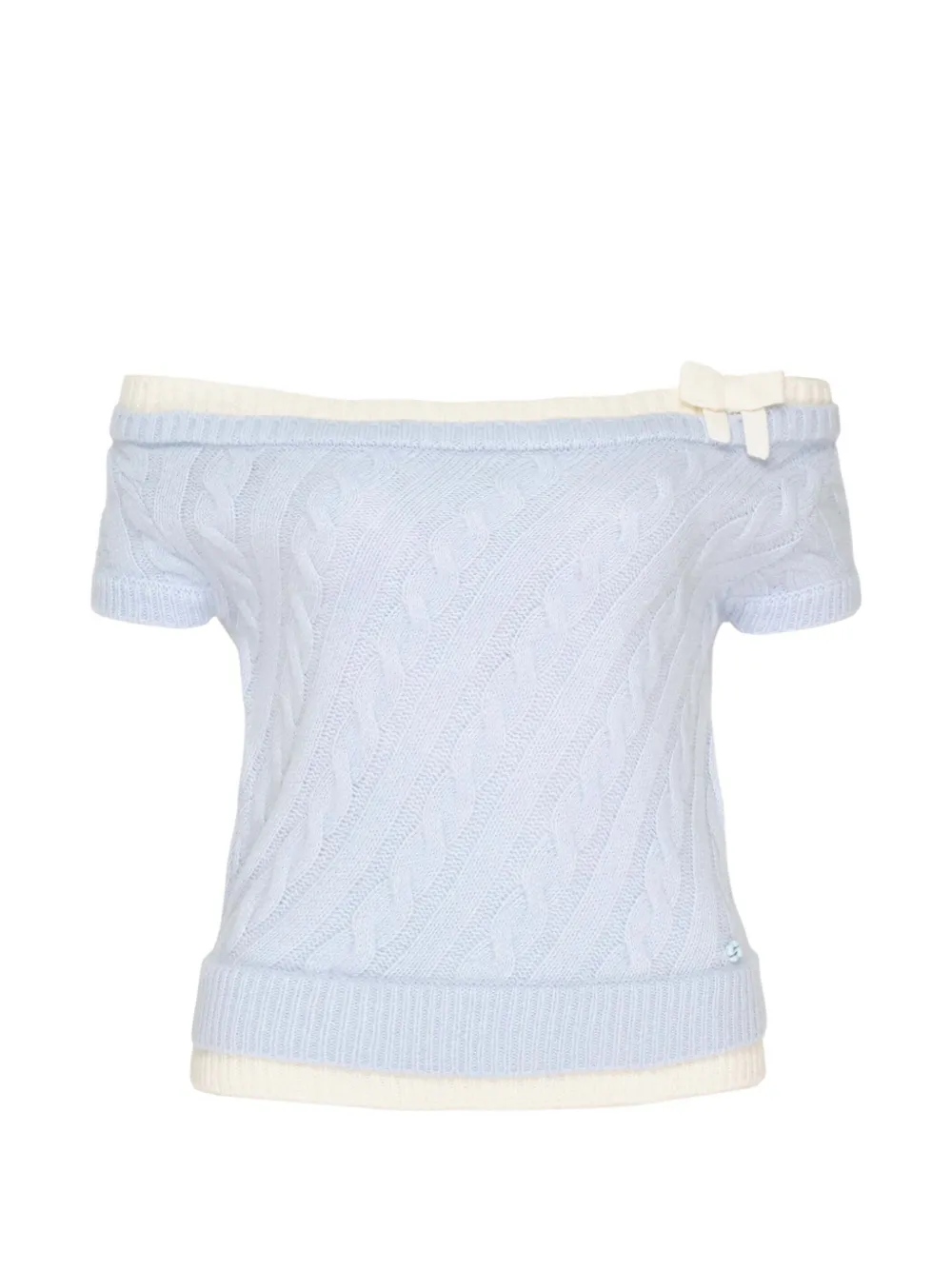 SHUSHU/TONG off-shoulder cable-knit top