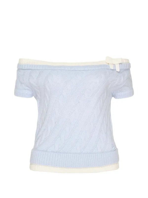 Shushu/Tong Off-shoulder Cable-knit Top in Blue