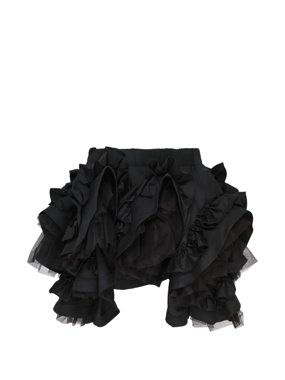Noir Kei Ninomiya ruffled tulle-trim mini skirt - Nero
