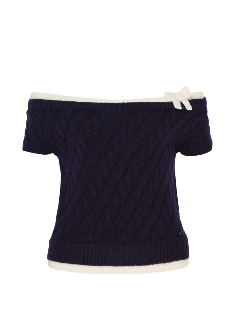 SHUSHU/TONG bow-detail cable-knit sweater