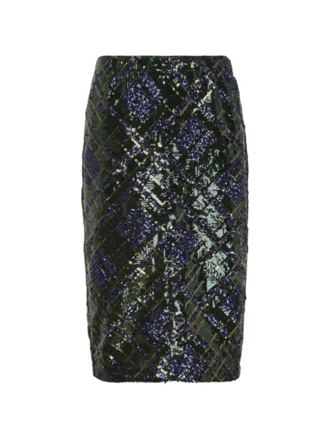 Nº21 midi sequin-embellished checked skirt